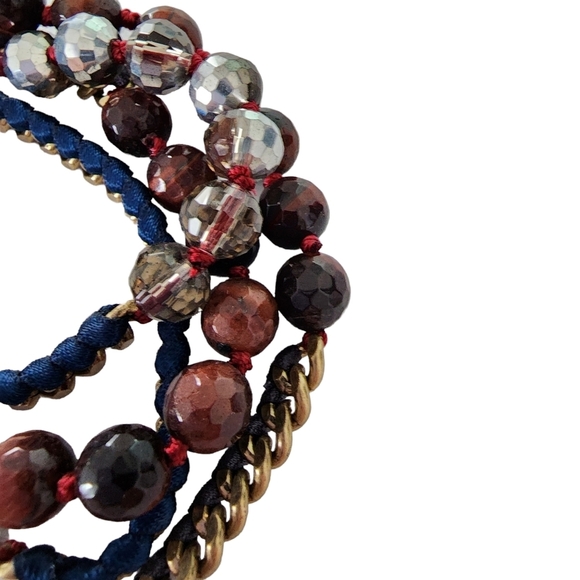 Chloe + Isabel wrap bracelet red gold festival gemstones brass stacking bracelet - Picture 5 of 10